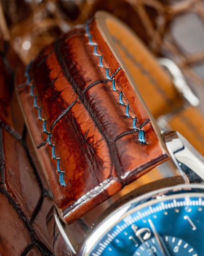 Bespoke Watch Strap in 2 Tone Dark Brown Crocodile