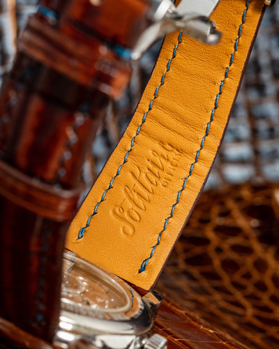 Bespoke Watch Strap in 2 Tone Dark Brown Crocodile