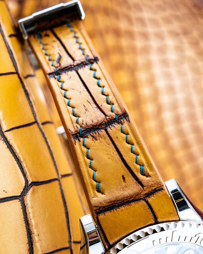 Bespoke Watch Strap in 2 Tone Chestnut Brown Crocodile