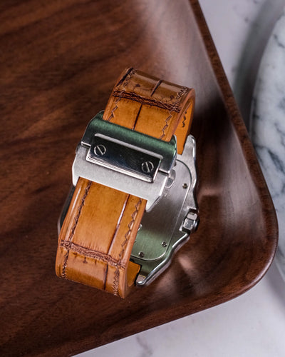 Bespoke Watch Strap in 2 Tone Chestnut Brown Crocodile