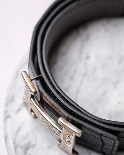 Bespoke Reversible Belt in Black Crocodile & Chocolate Brown Epsom