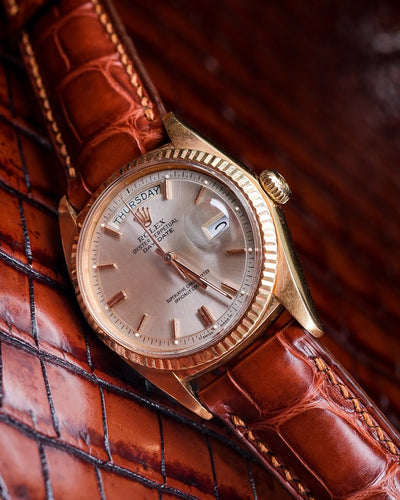 Bespoke Watch Strap in 2 Tone Chestnut Brown Crocodile