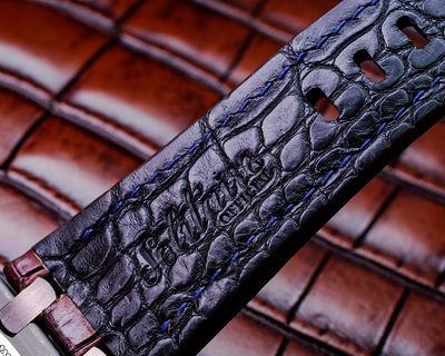 Bespoke Watch Strap in 2 Tone Dark Brown Crocodile