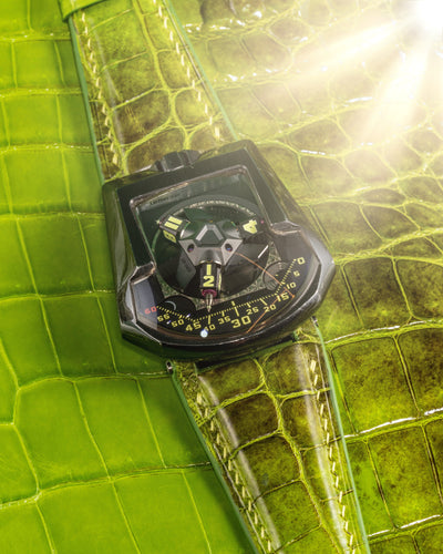 Bespoke Watch Strap in Apple Green Himalayan Crocodile