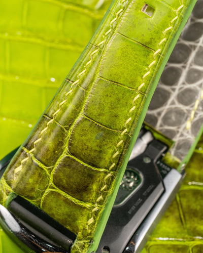 Bespoke Watch Strap in Apple Green Himalayan Crocodile