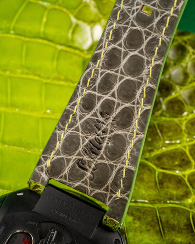 Bespoke Watch Strap in Apple Green Himalayan Crocodile