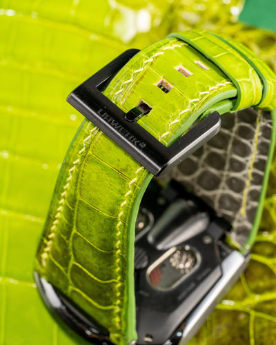 Bespoke Watch Strap in Apple Green Himalayan Crocodile