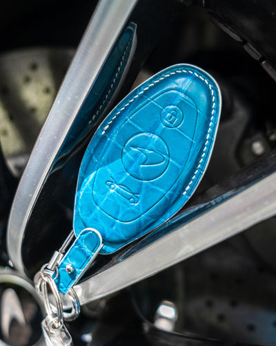 Bespoke Key Fob Cover in Miami Blue Crocodile