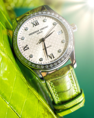 Bespoke Watch Strap in Apple Green Himalayan Crocodile