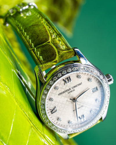 Bespoke Watch Strap in Apple Green Himalayan Crocodile