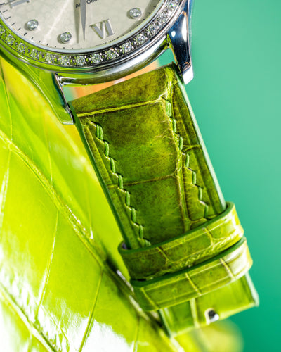 Bespoke Watch Strap in Apple Green Himalayan Crocodile