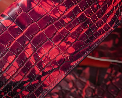 Bespoke Long Wallet in Tie Dye Red Crocodile