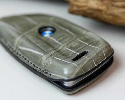 Bespoke Key Fob Cover in Grey Crocodile