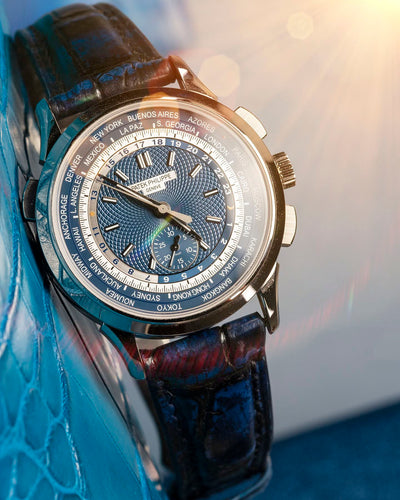 Bespoke Watch Strap in 2 Tone Navy Blue Crocodile