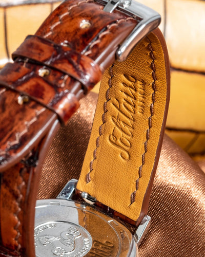 Bespoke Watch Strap in 2 Tone Dark Brown Crocodile