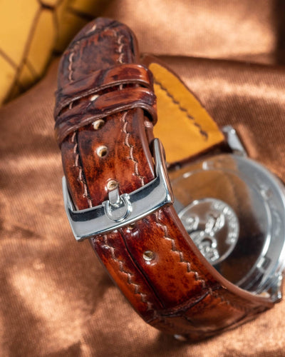 Bespoke Watch Strap in 2 Tone Dark Brown Crocodile