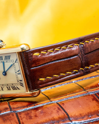 Bespoke Watch Strap in 2 Tone Dark Brown Crocodile