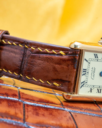 Bespoke Watch Strap in 2 Tone Dark Brown Crocodile