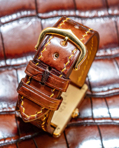 Bespoke Watch Strap in 2 Tone Dark Brown Crocodile