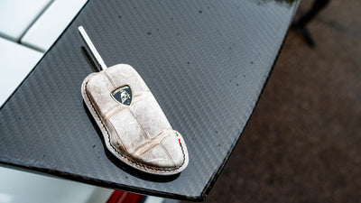 Bespoke Key Fob Cover in Natural Himalayan Crocodile