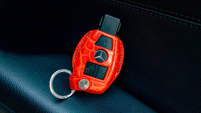 Bespoke Key Fob Cover in Ferrari Red Crocodile