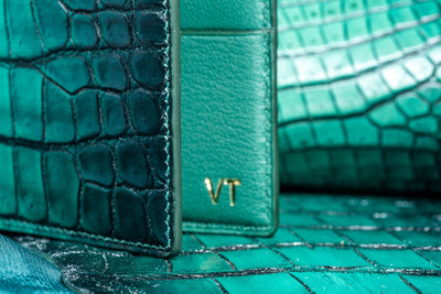 Bespoke Money Clip in Ombre Green Crocodile Leather