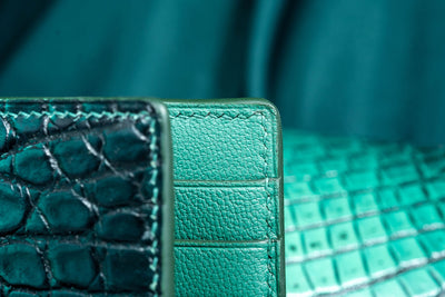 Bespoke Money Clip in Ombre Green Crocodile Leather