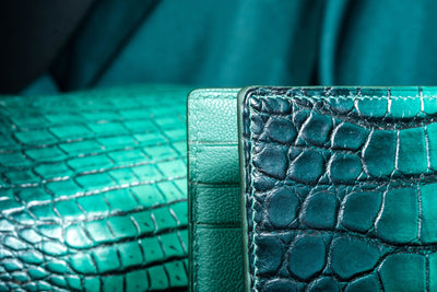 Bespoke Money Clip in Ombre Green Crocodile Leather