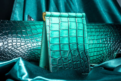 Bespoke Money Clip in Ombre Green Crocodile Leather