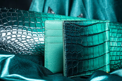 Bespoke Money Clip in Ombre Green Crocodile Leather