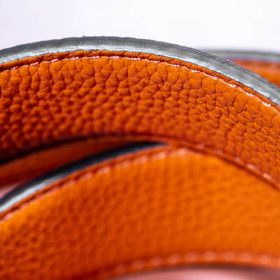 Bespoke Reversible Belt in Taupe & Orange Togo