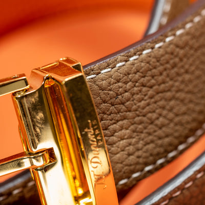 Bespoke Reversible Belt in Taupe & Orange Togo