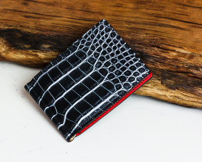 Bespoke Money Clip in Black Silver Alligator