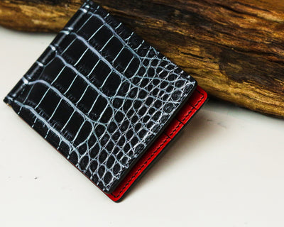 Bespoke Money Clip in Black Silver Alligator