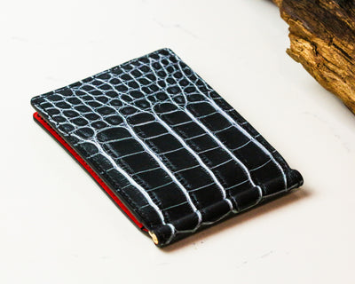Bespoke Money Clip in Black Silver Alligator