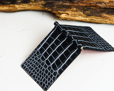 Bespoke Money Clip in Black Silver Alligator