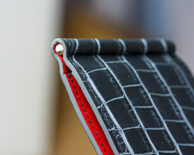 Bespoke Money Clip in Black Silver Alligator