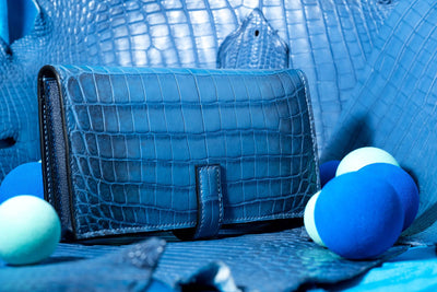 Bespoke Long Wallet in Baby Blue Himalayan Crocodile