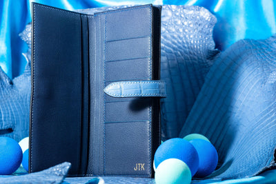 Bespoke Long Wallet in Baby Blue Himalayan Crocodile