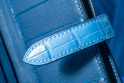 Bespoke Long Wallet in Baby Blue Himalayan Crocodile