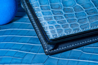 Bespoke Long Wallet in Baby Blue Himalayan Crocodile