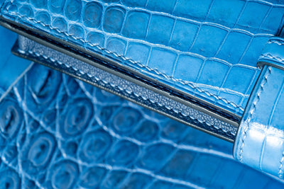 Bespoke Long Wallet in Baby Blue Himalayan Crocodile