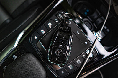 Bespoke Key Fob Cover in Jet Black Crocodile