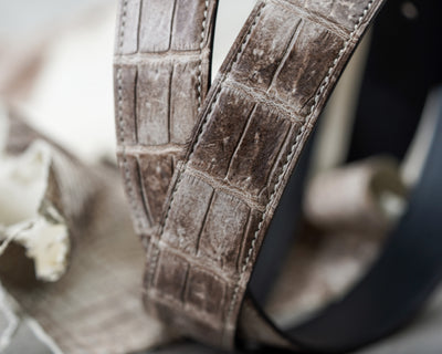 Bespoke Reversible Belt in Natural Himalayan Crocodile & Black Epsom