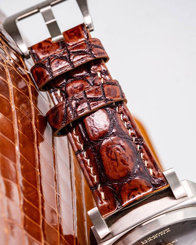 Bespoke Watch Strap in 2 Tone Dark Brown Crocodile