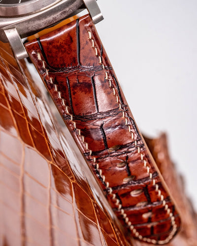 Bespoke Watch Strap in 2 Tone Dark Brown Crocodile