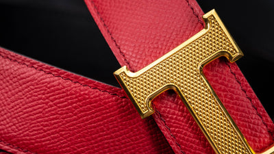 Bespoke Reversible Belt in Maroon Red & Black Epsom