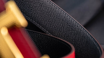 Bespoke Reversible Belt in Maroon Red & Black Epsom