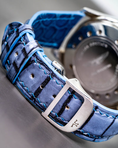 Bespoke Watch Strap In 2 Tone Grey Crocodile