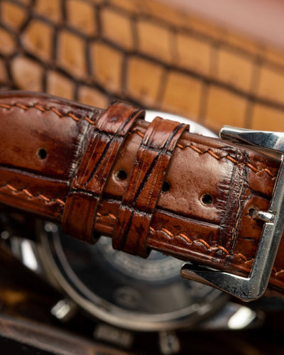 Bespoke Watch Strap in 2 Tone Dark Brown Crocodile